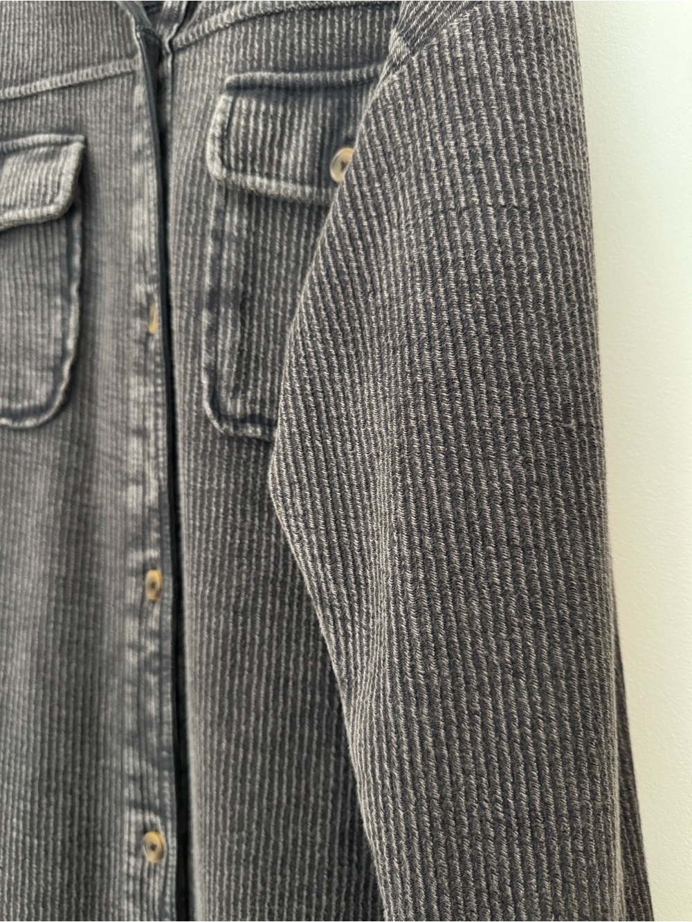 Pilcro Long Dark Gray Button-Front Jacket - Picture 6 of 9